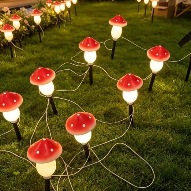 String Light Outdoor - Luci Solari a Forma di Fungo,