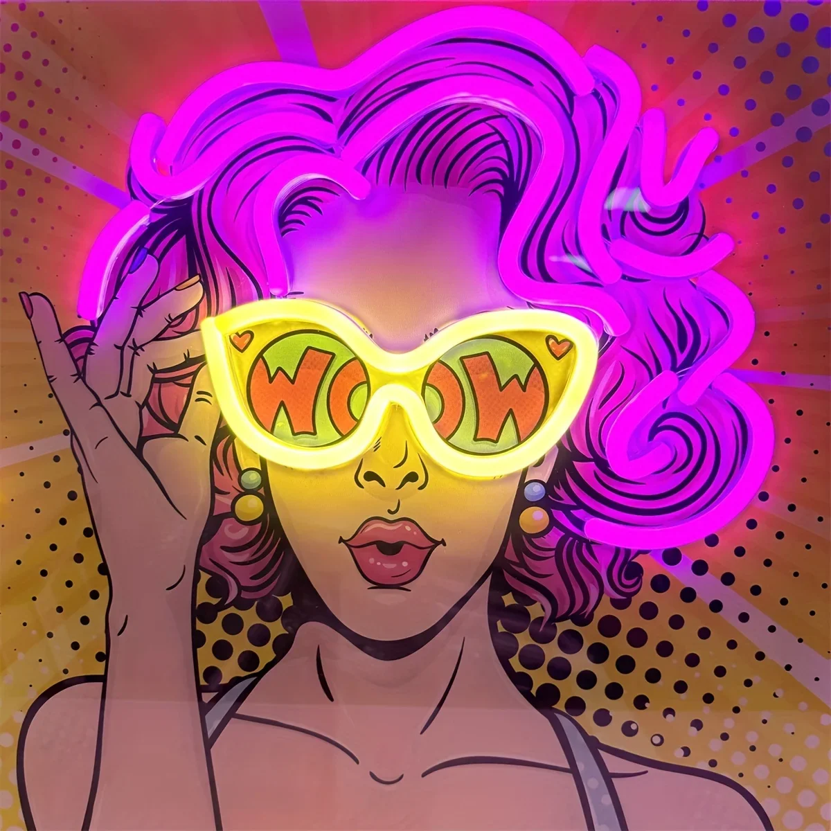 Wow Lady Pop Art LED Insegna a - Outdoor Lighting Decor Wow recensione e prezzo
