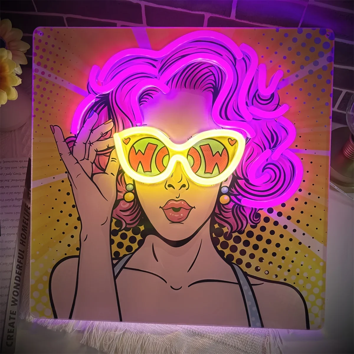 Wow Lady Pop Art LED Insegna a - Outdoor Lighting Decor Wow recensione e prezzo
